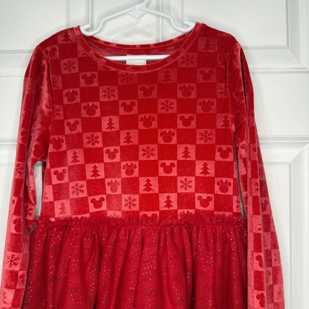 Disney Jumping Beans Girls Red‎ Velvet Mickey Mouse Tulle Holiday Dress Size 8